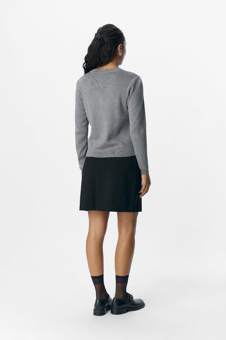 Object - Objester Sli L/S Knit Cardigan - 4613505 Medium Grey Melange