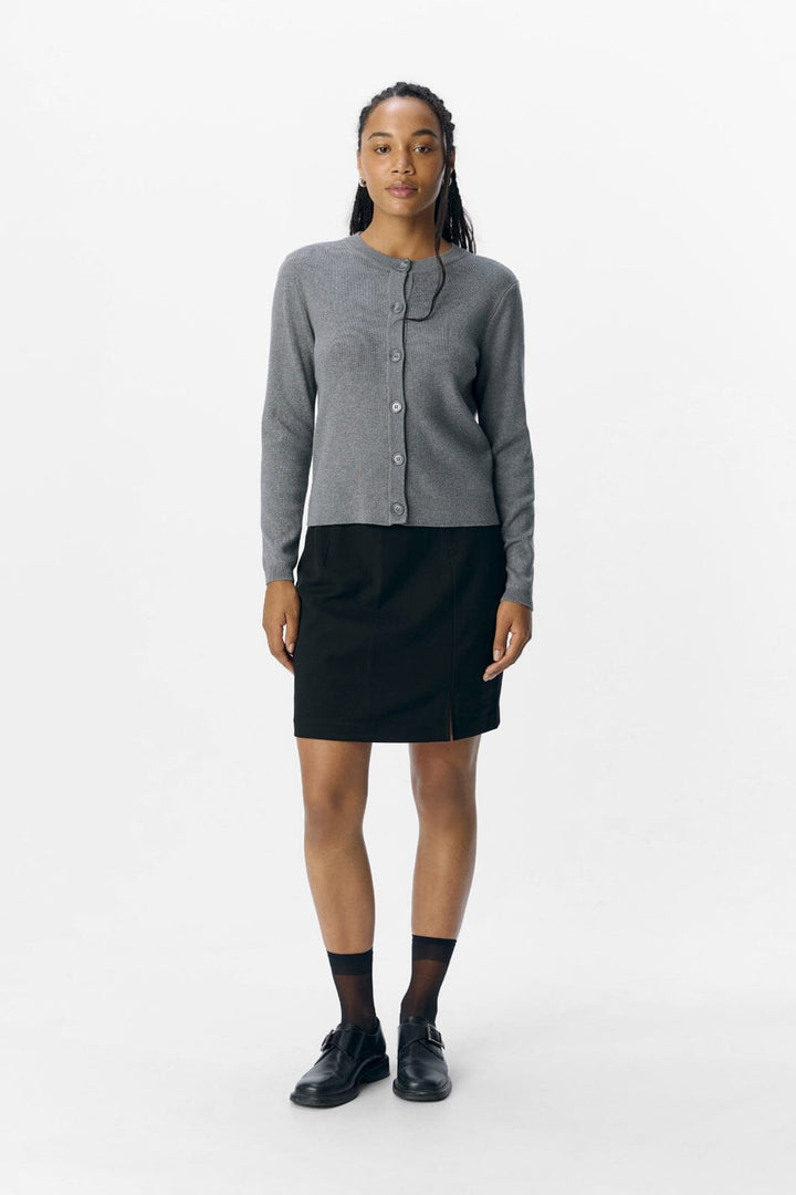 Object - Objester Sli L/S Knit Cardigan - 4613505 Medium Grey Melange