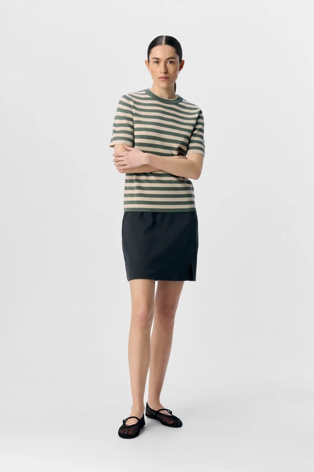 Object - Objester S/S New Knit Pullover - 4789033 Laurel Wreath Sandshell