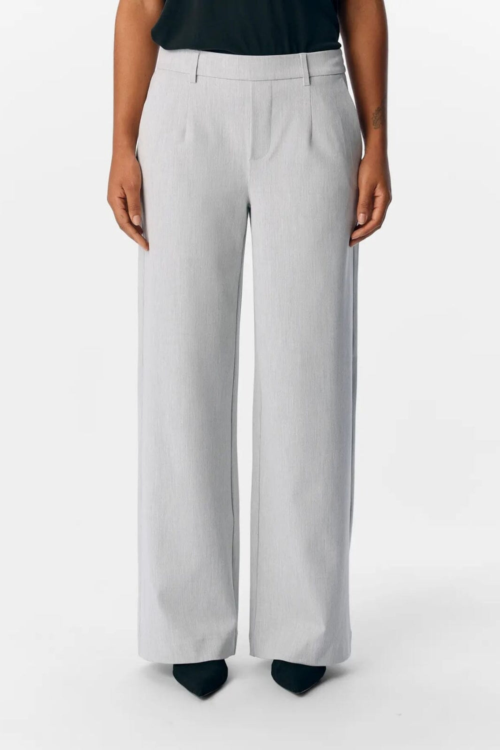 Object - Objlisa Wide Pant - 4656652 Light Grey Melange