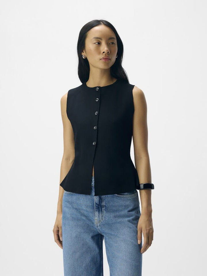 Object - Objreynard Re Knit Vest - 4927199 Black Veste