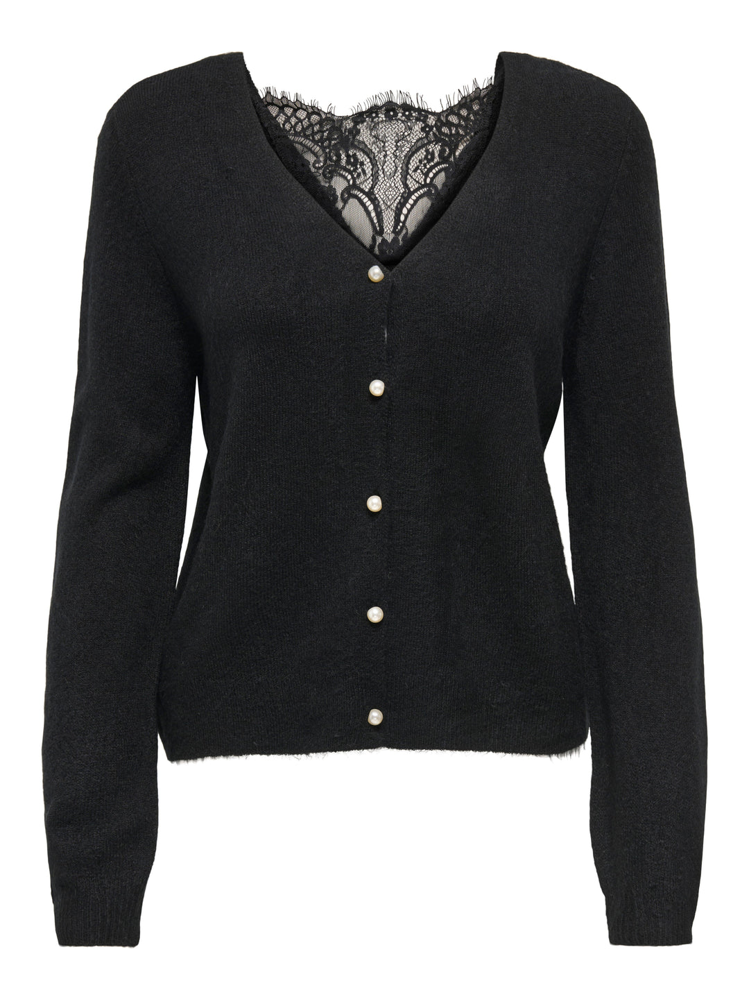 Only - Onladele Ls Lace Mix Revers Cardi Cc Knt - 4852367 Black Black Lace Cardigans