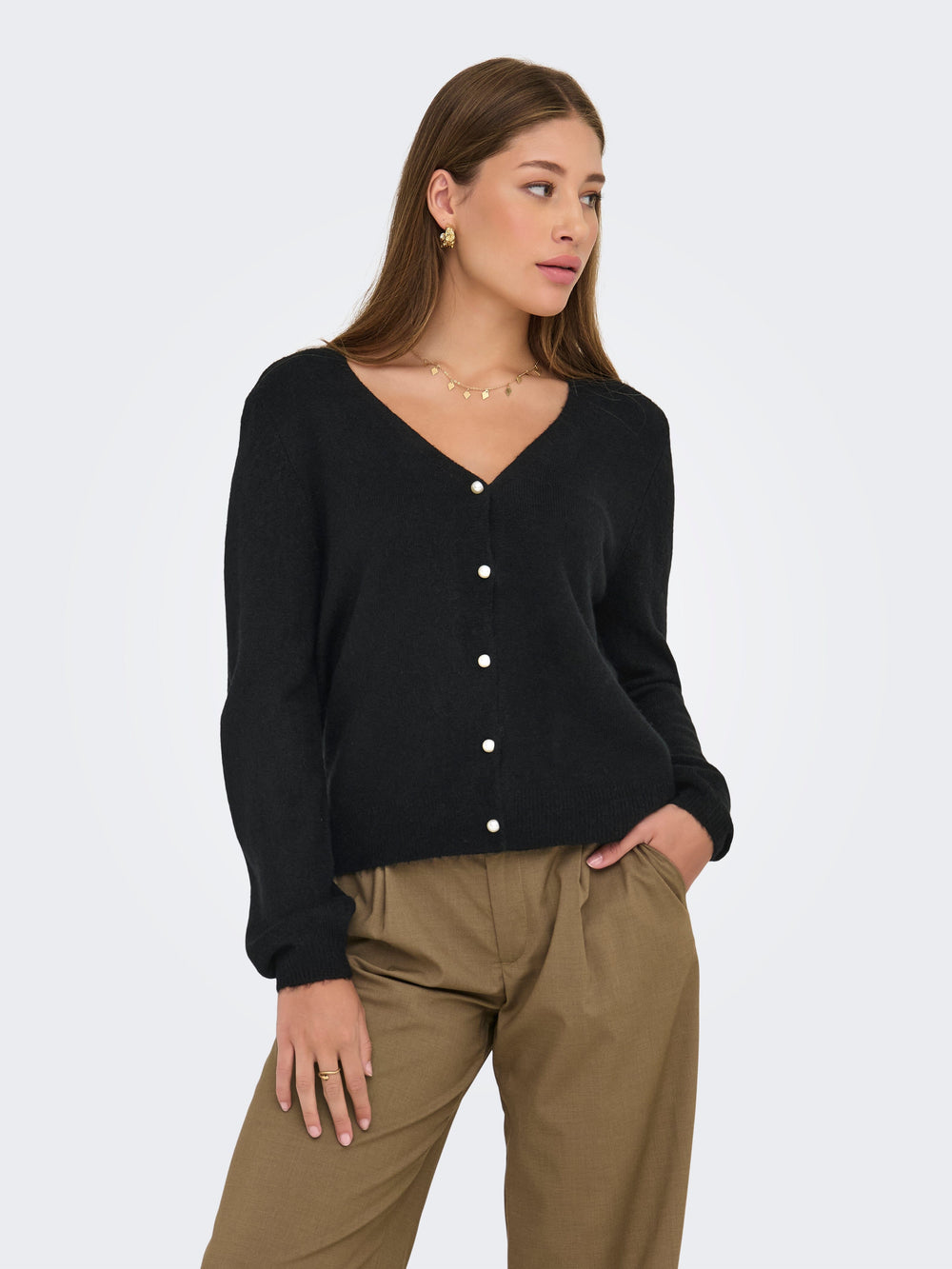 Only - Onladele Ls Lace Mix Revers Cardi Cc Knt - 4852367 Black Black Lace Cardigans