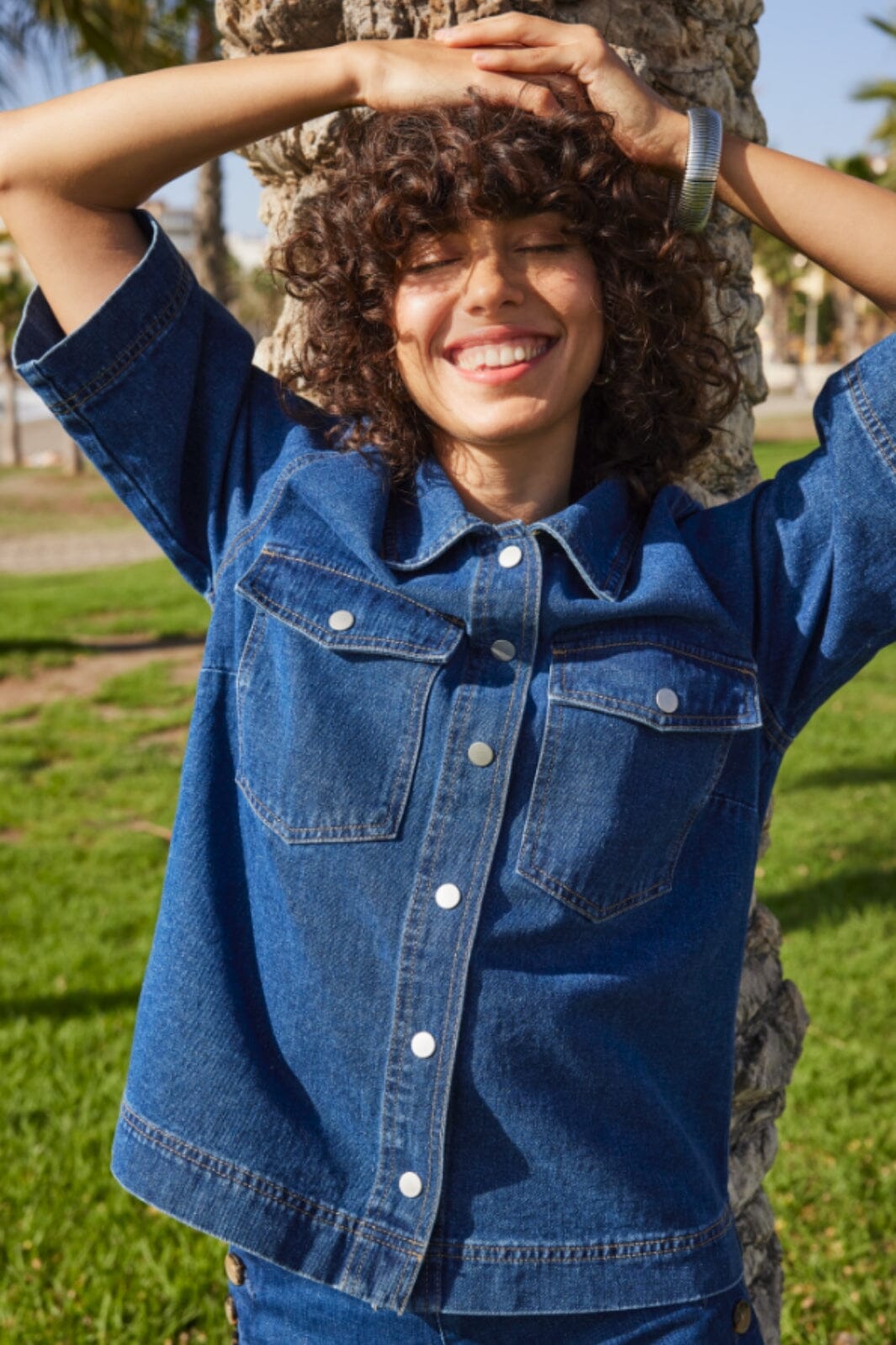 Only - Onlbelle S/S Shirt Gua - 4740241 Dark Blue Denim Skjorter