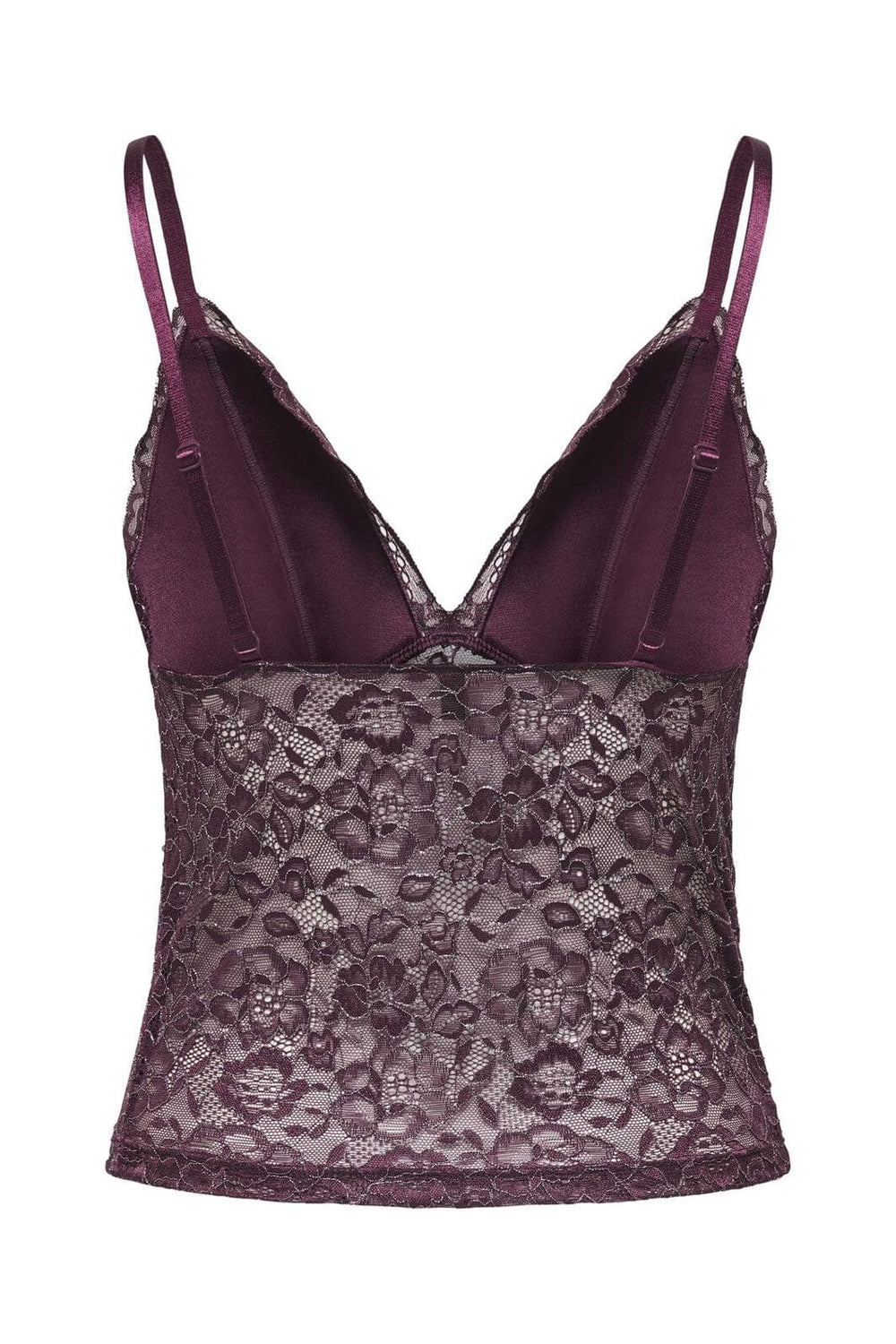 Only - Onlchloe Lace Glitter Singlet Top Acc - 4863310 Winetasting Silver-Lurex