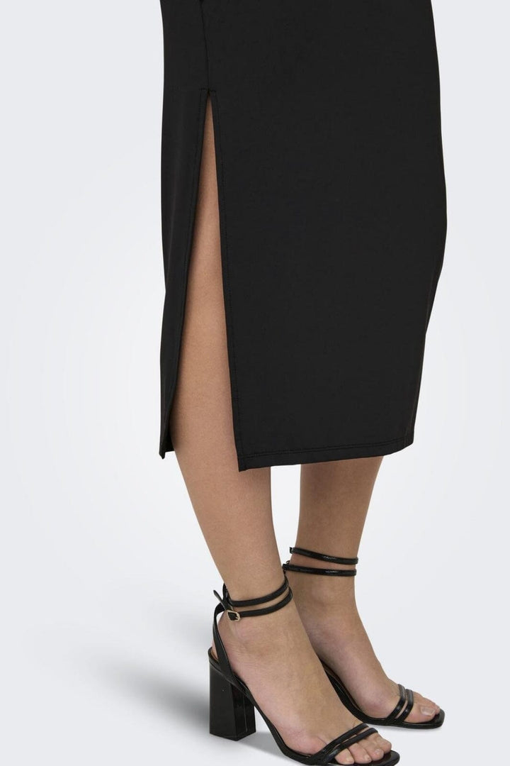 Only - Onlea S/L Long Slit Dress Now - 4423088 Black Kjoler