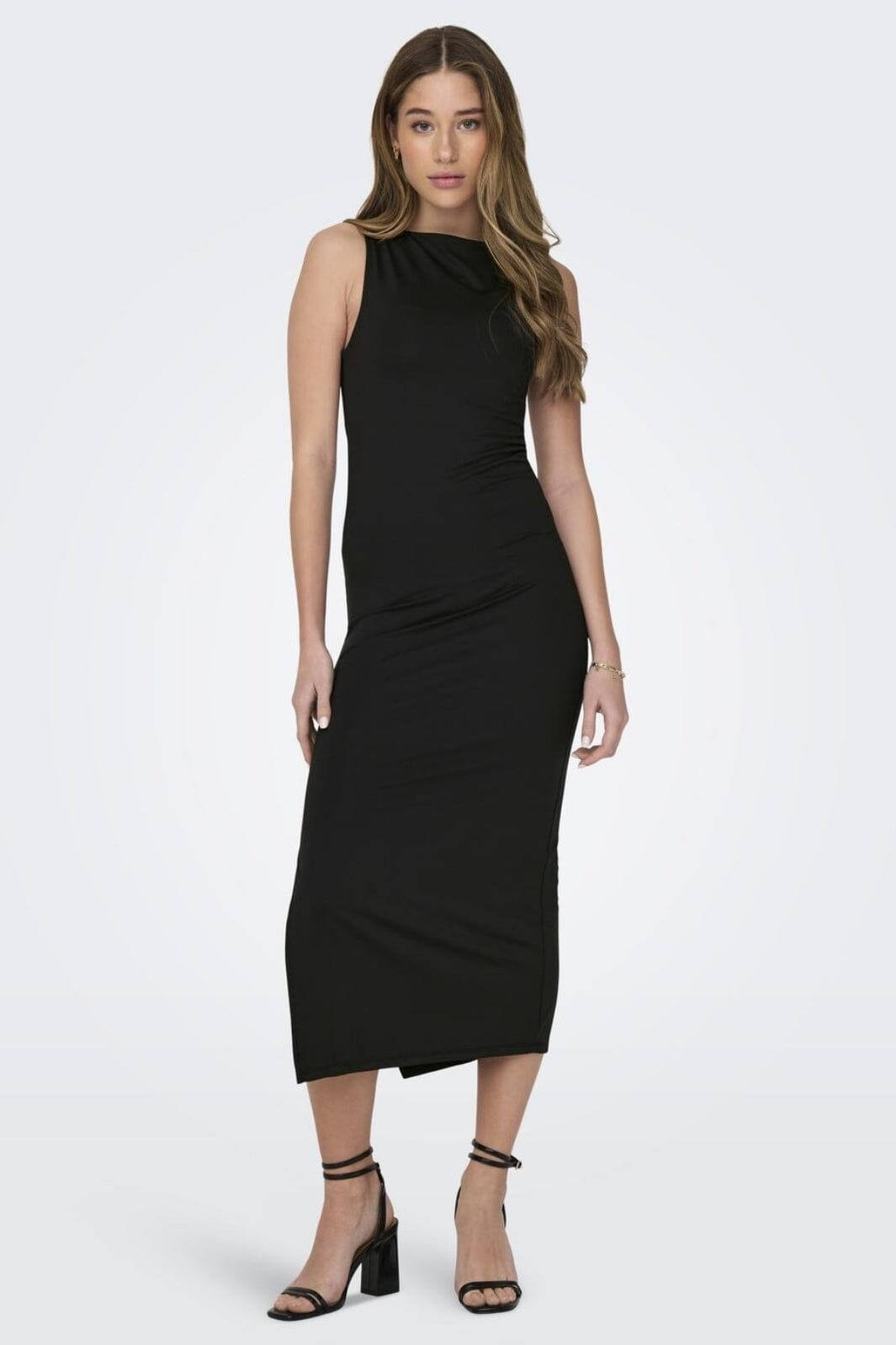 Only - Onlea S/L Long Slit Dress Now - 4423088 Black Kjoler