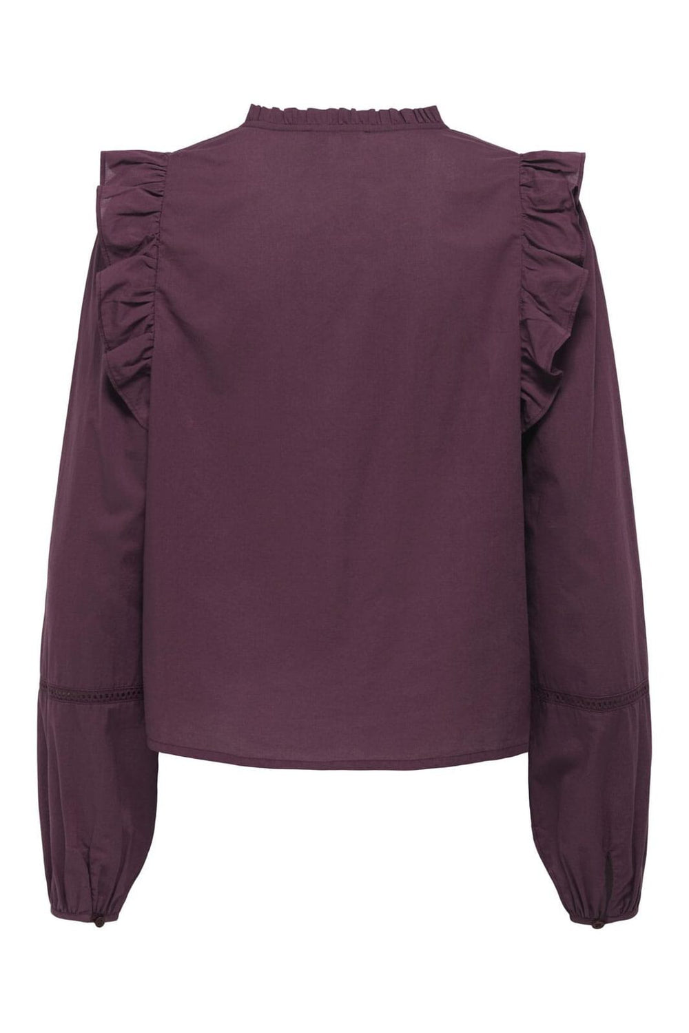 Only - Onledda Life Ls Frill V-Neck Top - 4828555 Mauve Wine
