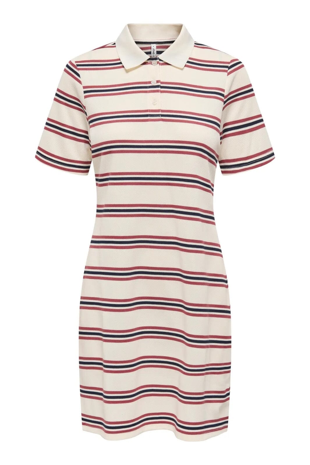 Only - Onlevie S/S Polo Dress 15357166 - 4848808 - Antique White Navy Blazer+Ruby Wine