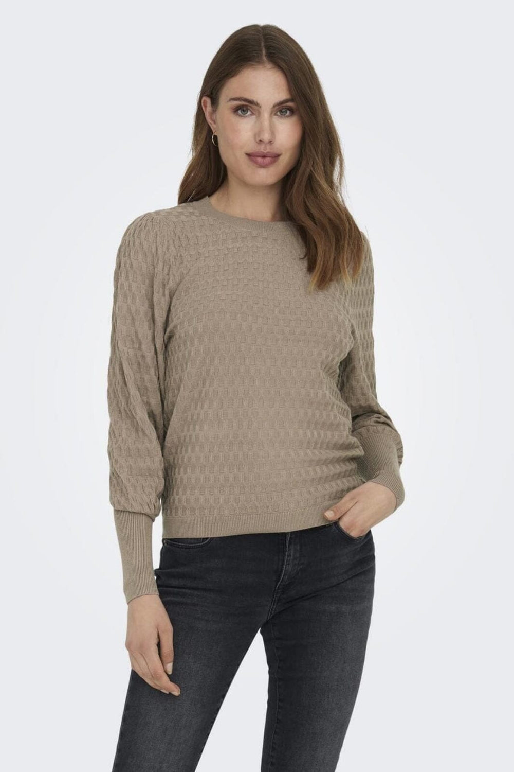 Only - Onlfaye Life L/S Pullover Knt - 4314190 Silver Mink Strikbluser