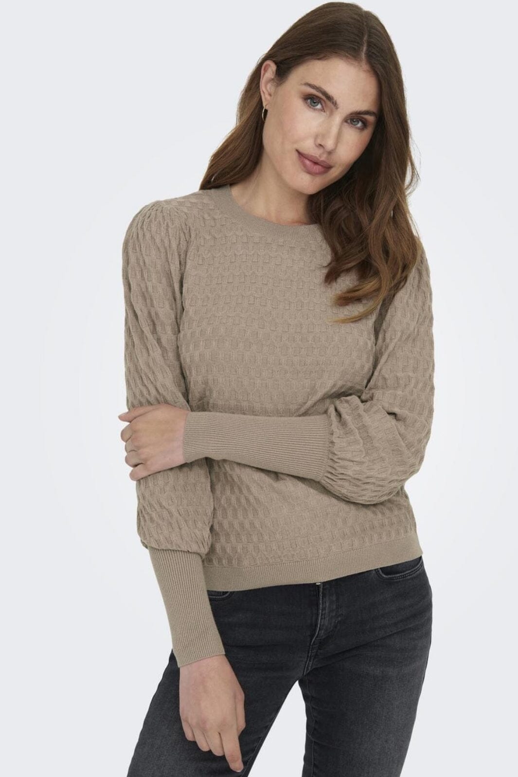 Only - Onlfaye Life L/S Pullover Knt - 4314190 Silver Mink Strikbluser