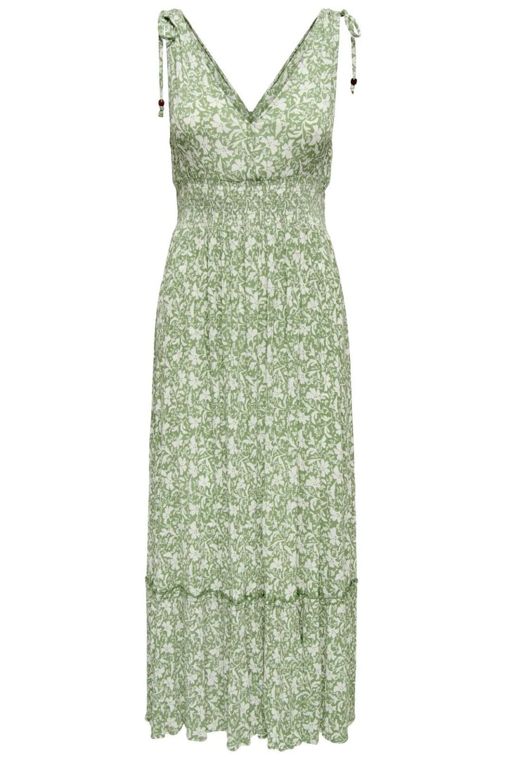 Only - Onlfernanda Life S/L Long Dress - 4865270 Hedge Green Nirra Flower Kjoler