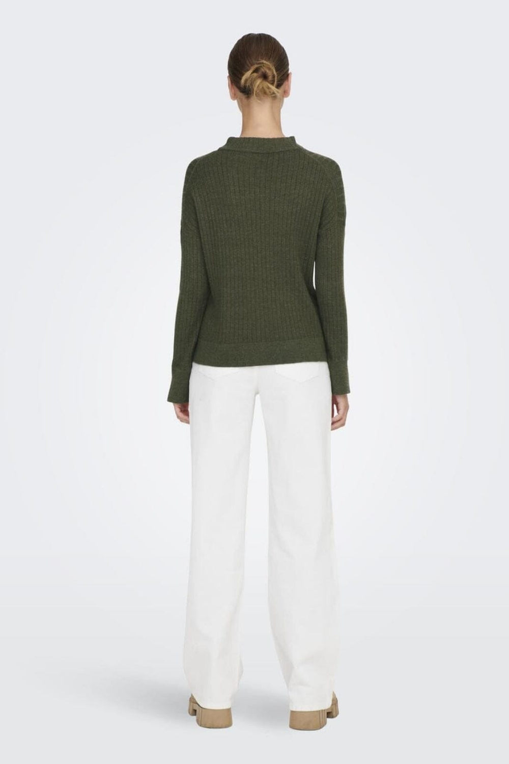 Only - Onlfia Katia L/S Rib Pullover Knt - 4110618 Kalamata Strikbluser
