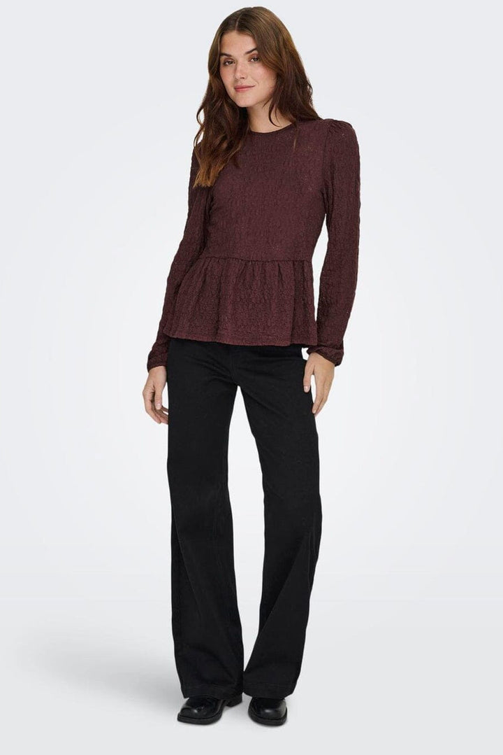 Only - Onlgiavanna L/S Peplum Top - 4915823 Decadent Chocolate