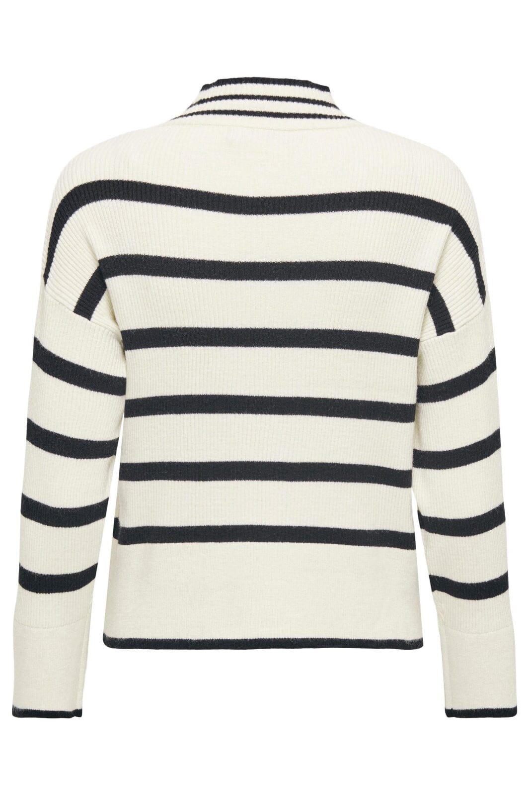 Only - Onlibi L/S Highneck Pullover Knt - 4031224 Whitecap Gray W.Melange/Black Strikbluser