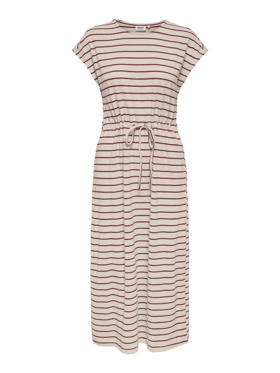 Only - Onljana S/S O-Neck Dress Swt - 4832805 Cloud Dancer Ruby Wine