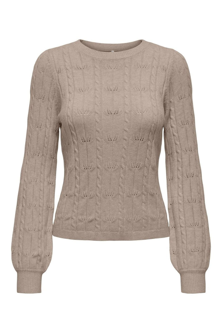Only - Onlkatia Ls Structure O-Neck Pull Cc Knt - 4959914 Mocha Meringue Melange