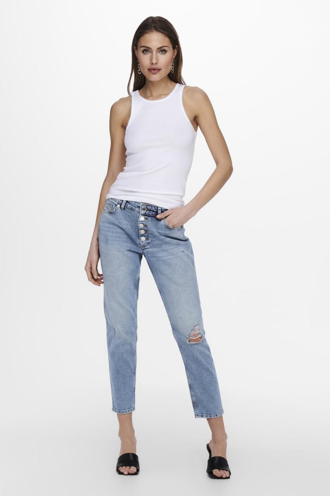 Only - Onlkenya Rib Tank Top - 3662138 White Toppe