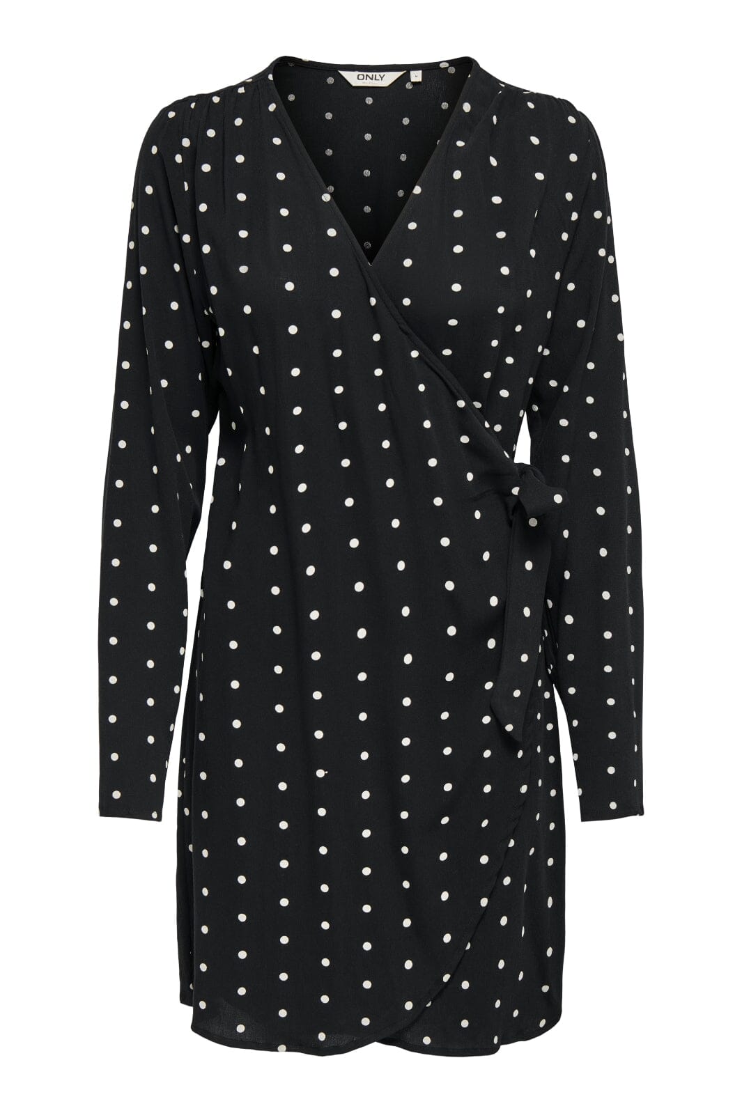 Only - Onlkeshav L/S V-Neck Wrap Dress - 4959209 Black Dots Kjoler