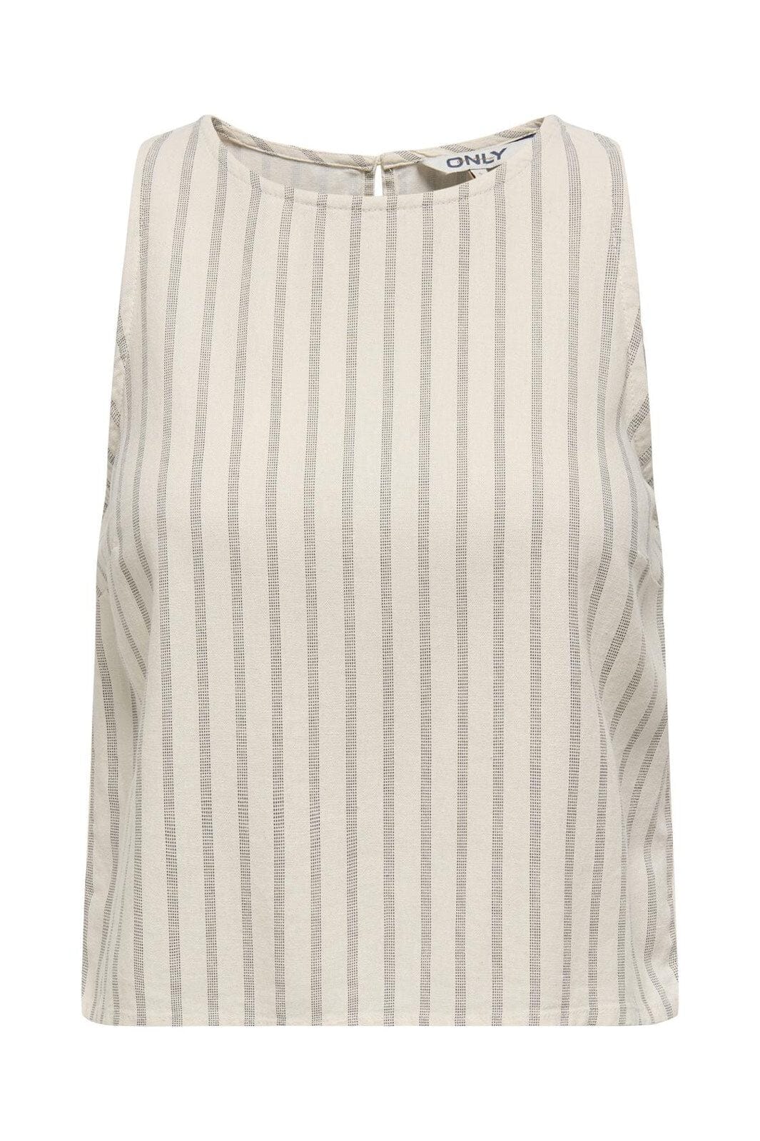 Only - Onllima S/L Linen Bl Top - 4760051 Cloud Dancer W Seal Brown