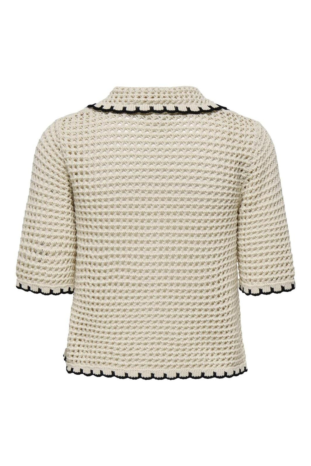 Only - Onllucie Life 3/4 Cardigan Knt 15342215 - 4783787 - Ecru W. Black Egdes