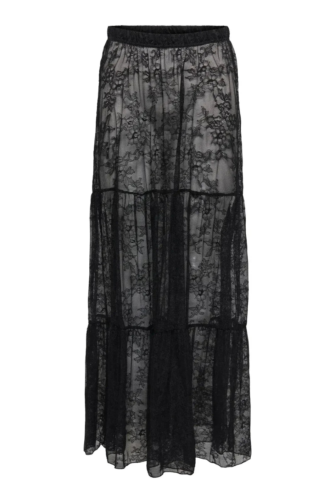 Only - Onllulu Long Lace Skirt - 4874872 Black Nederdele