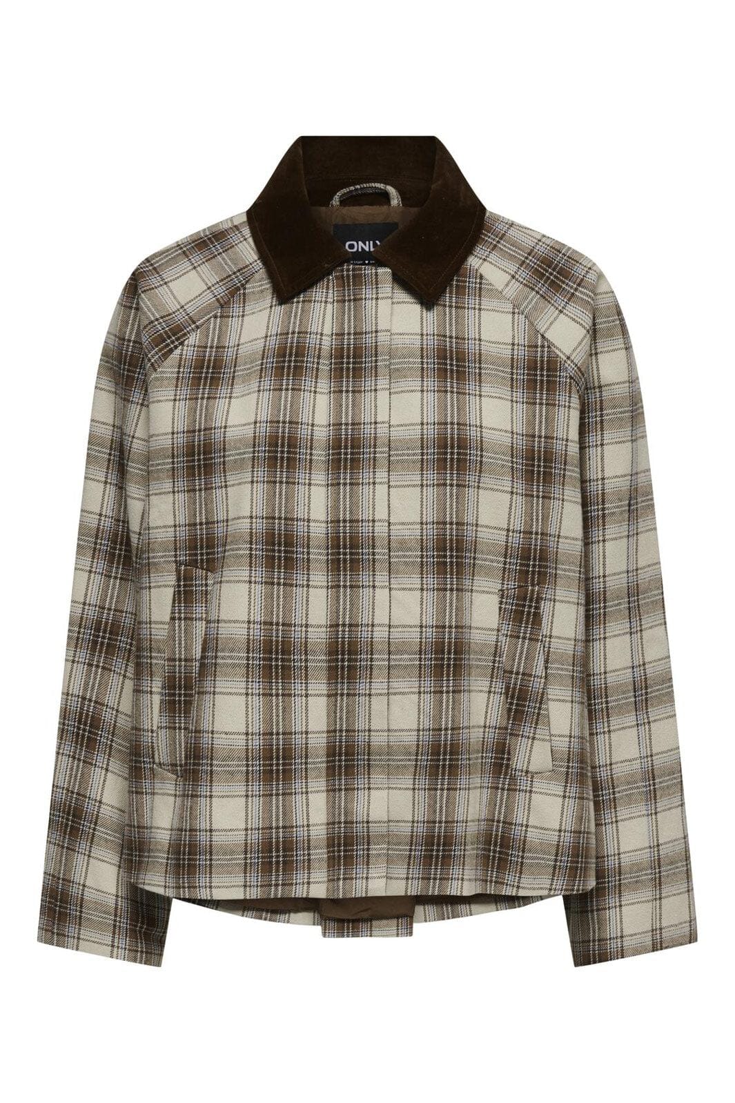Only - Onlmanilla Check Jacket - 4971493 White Pepper Cocoa Creme & Faded Denim