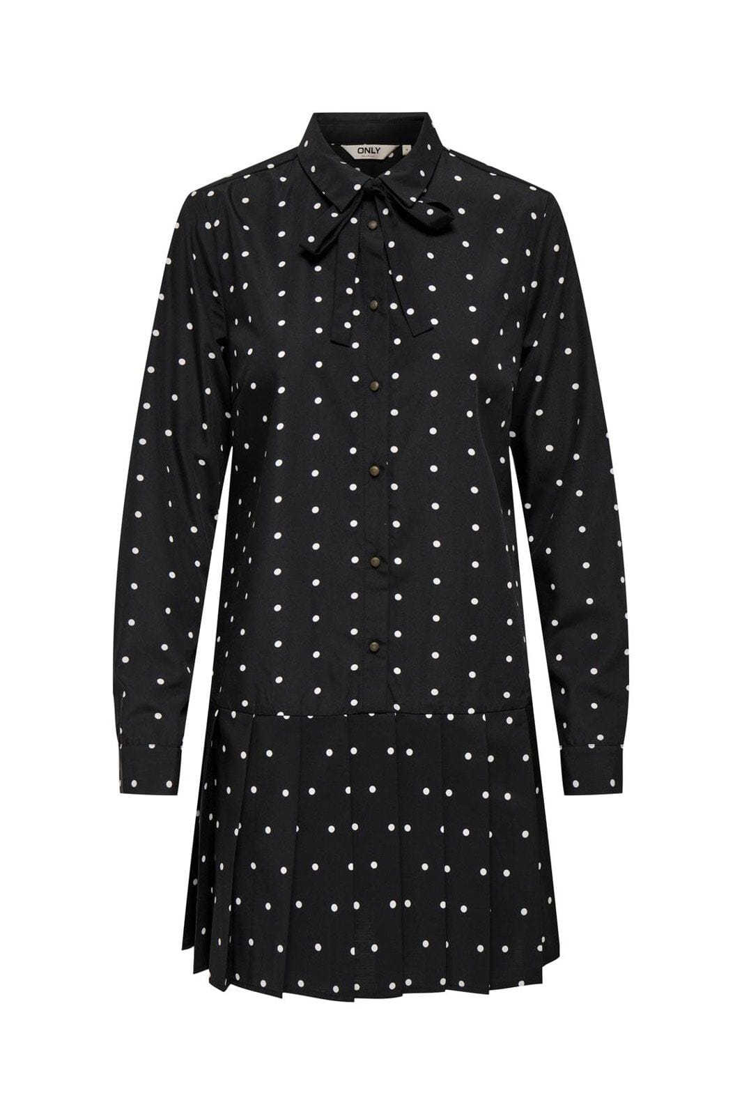 Only - Onlmargon L/S Shirt Tie Dress - 4979728 Black Dots