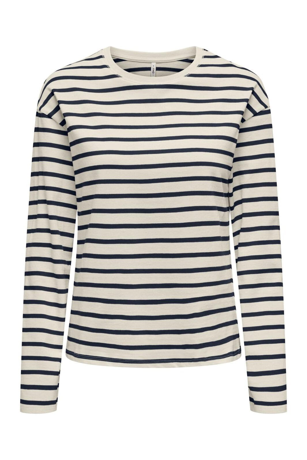 Only - Onlnew Soph Life L/S O-Neck Top Box - 4702832 Birch Navy Blazer