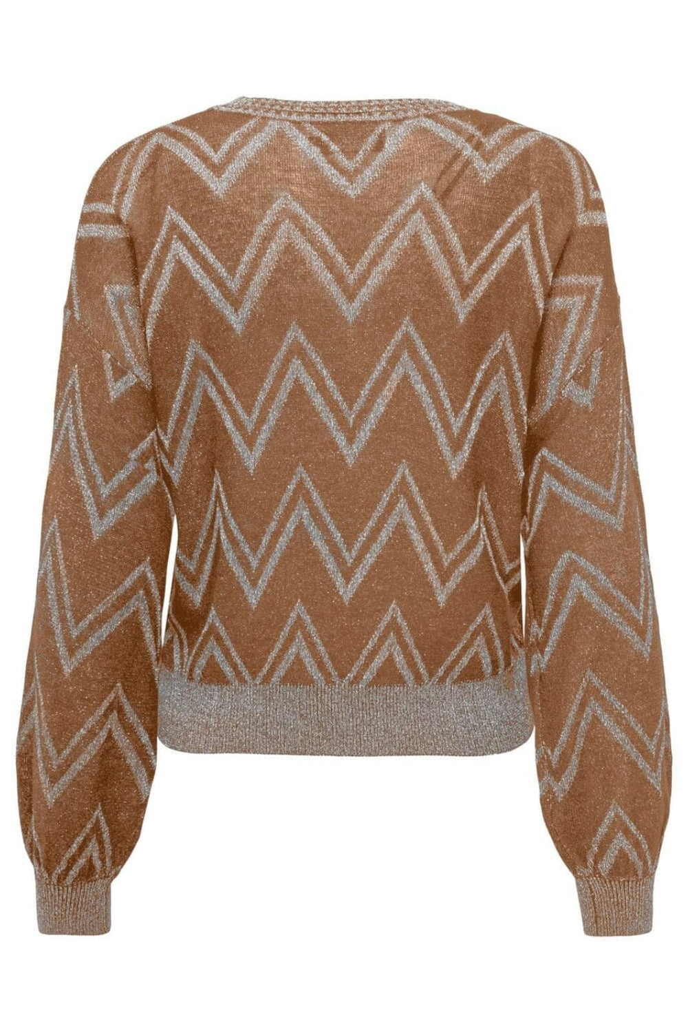 Only - Onlnicole Life Ls Glitter O-Neck Knt - 4412761 Toasted Coconut Glitter Strikbluser