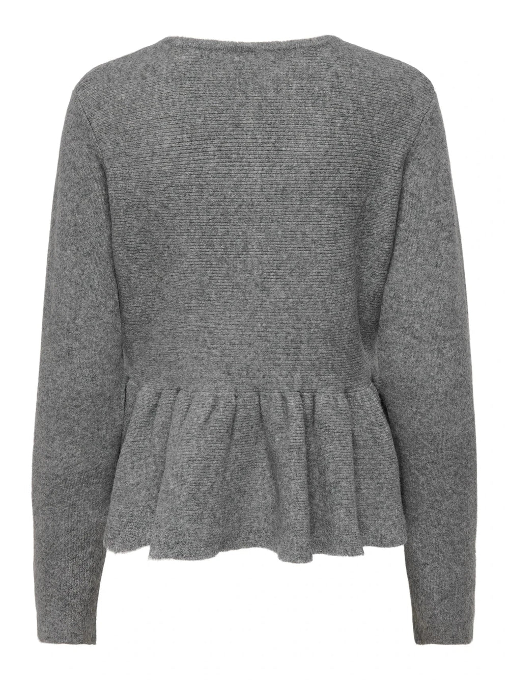 Only - Onlpiruet Ls Peplum Cardigan Knt - 4994972 Light Grey Melange Dtm Button Cardigans