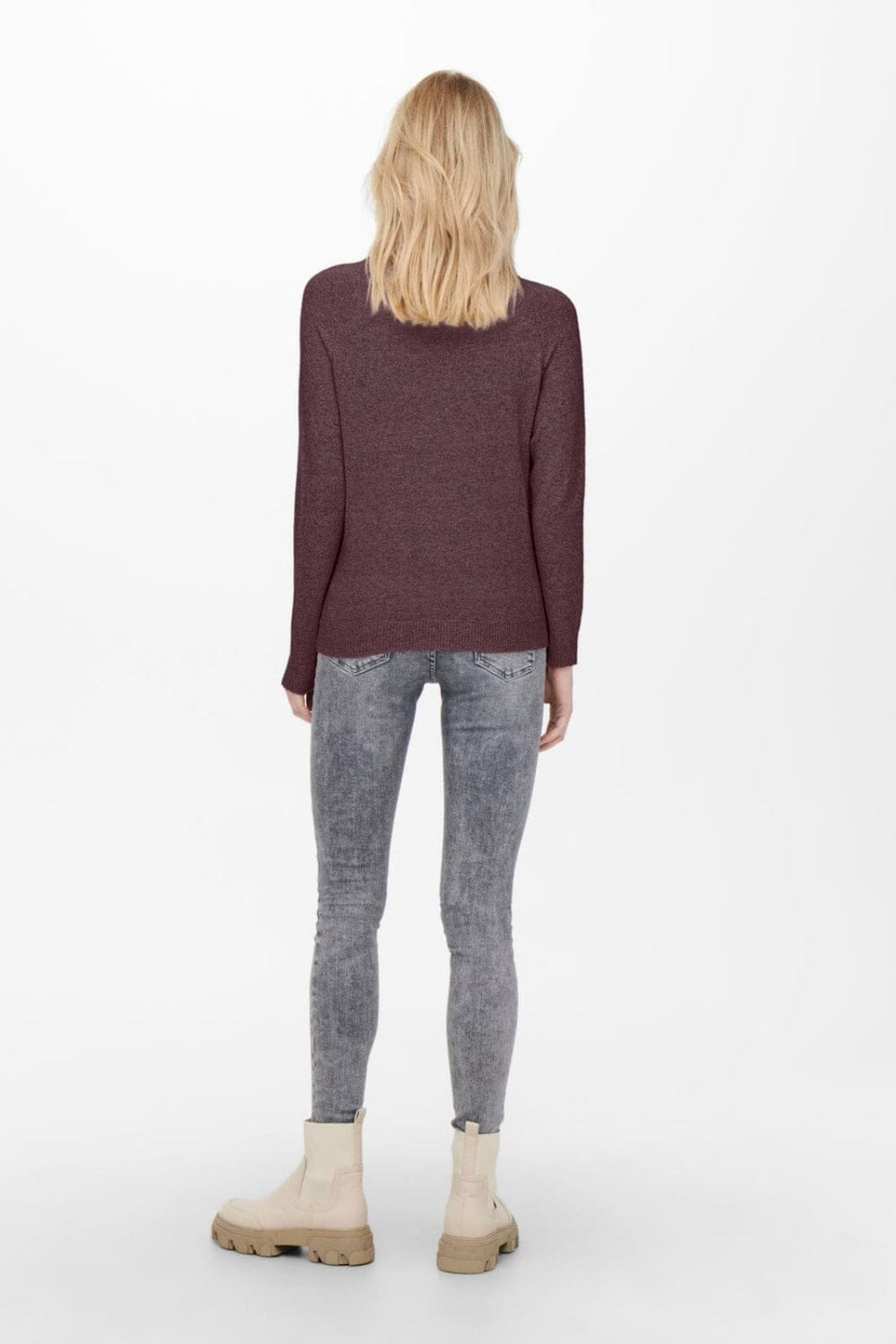 Only - Onlrica Life L/S Pullover Knt - 3951722 Rose Brown W. Melange Strikbluser