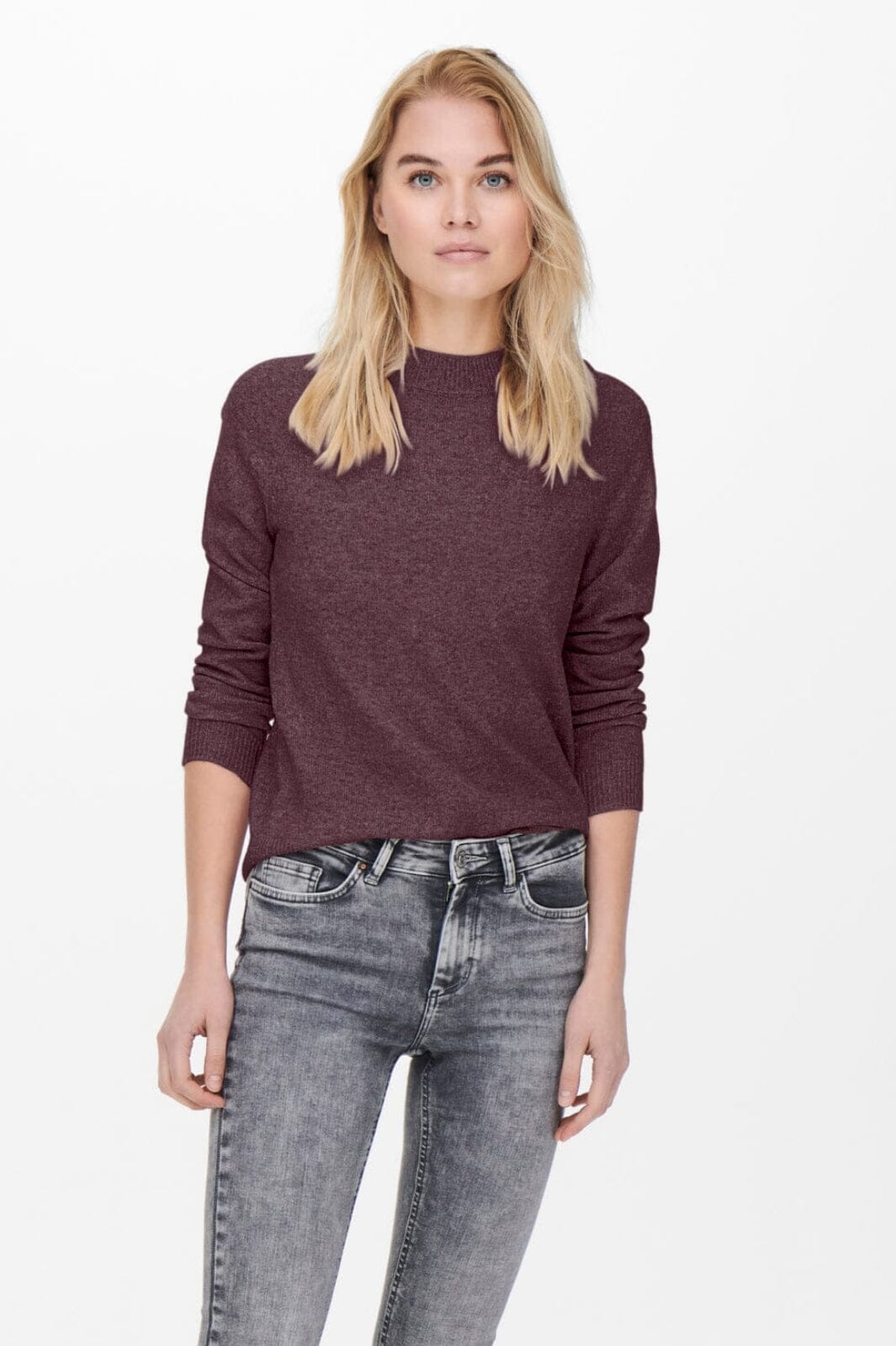 Only - Onlrica Life L/S Pullover Knt - 3951722 Rose Brown W. Melange Strikbluser