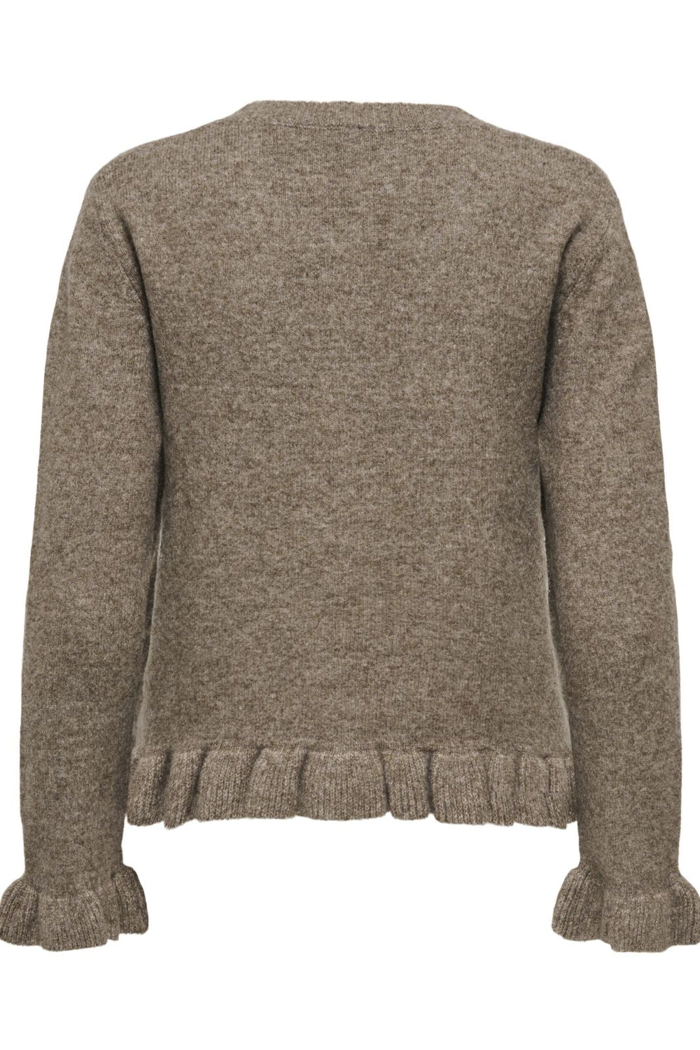 Only - Onlrima Life Ls Frill Butto Cardi Knt - 4903901 Walnut Melange/Dtm Button Cardigans