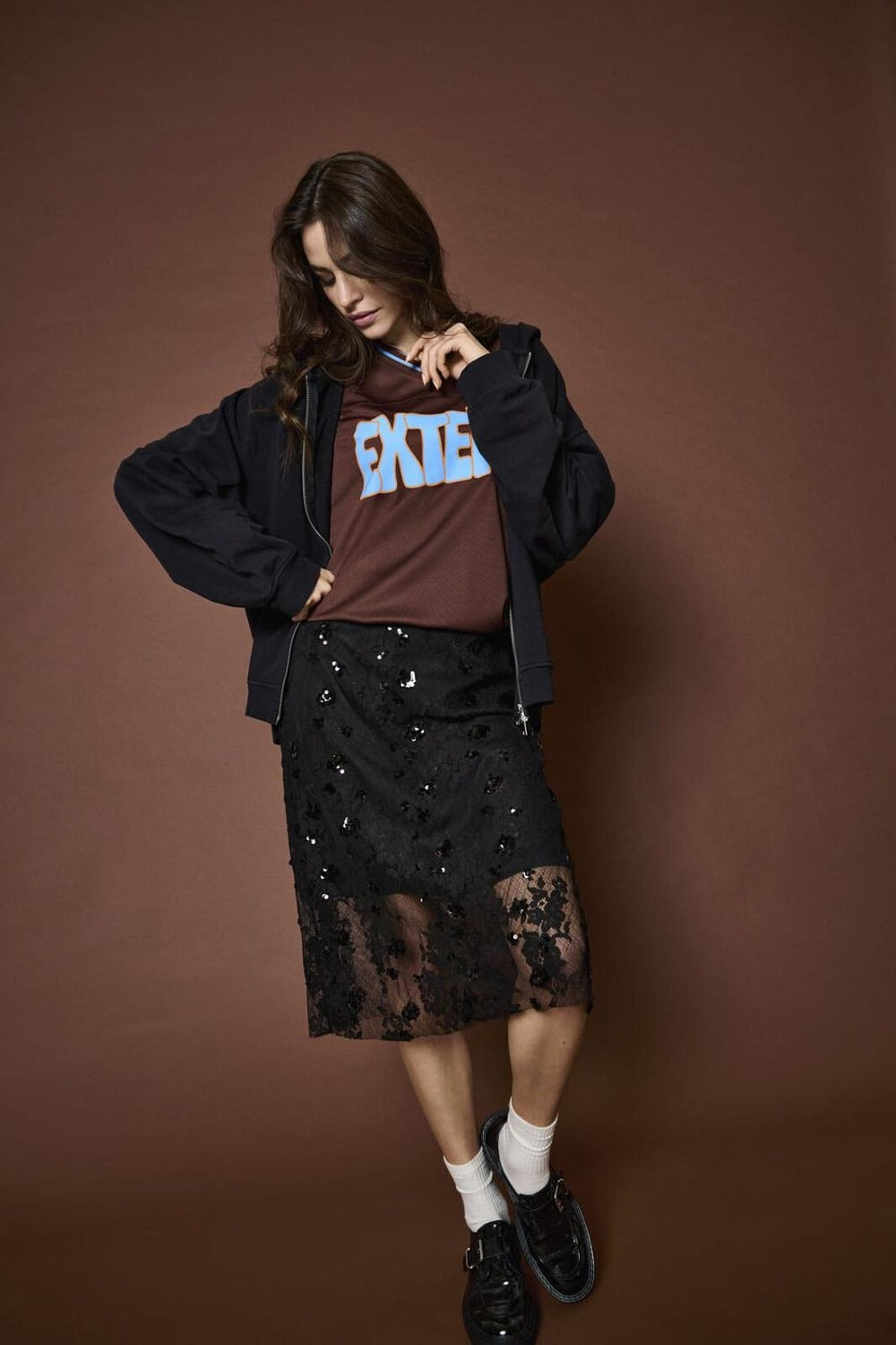 Only - Onlsinna Lace Skirt Xt - 4838760 Black