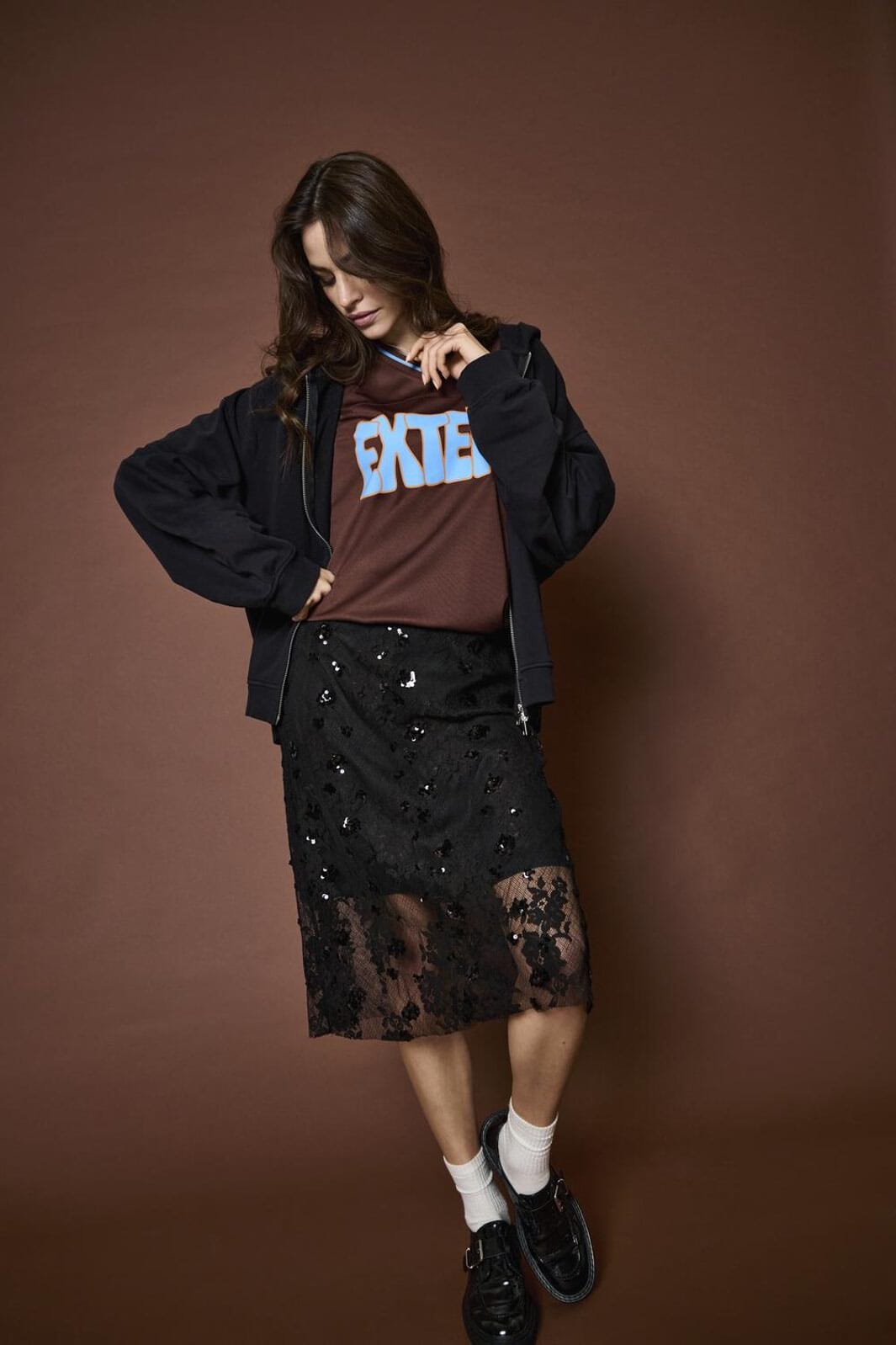 Only - Onlsinna Lace Skirt Xt - 4838760 Black