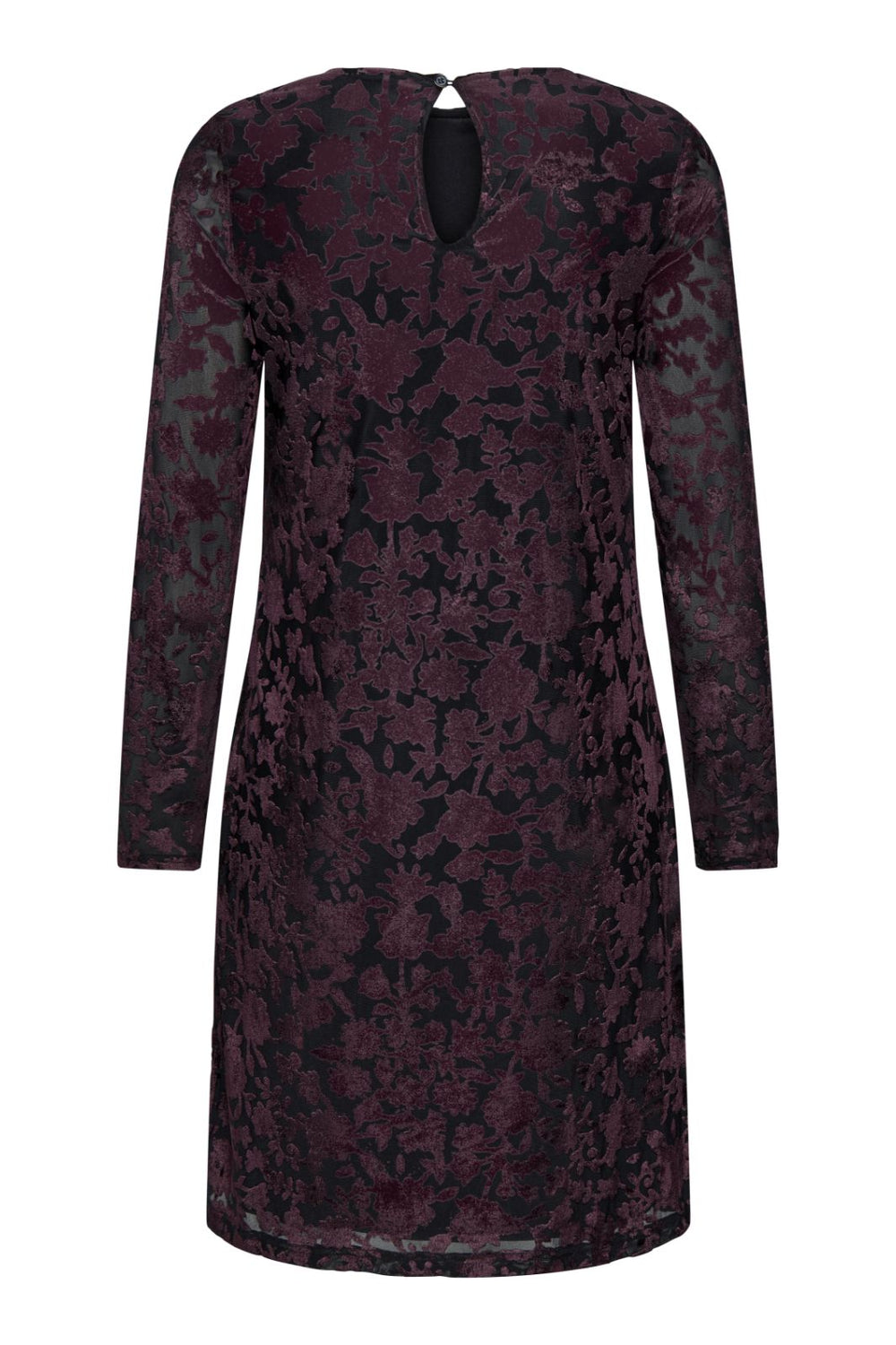 Only - Onlthea L/S Flock Dress - 4982216 Black Parry Flowers (Winetasting) Kjoler