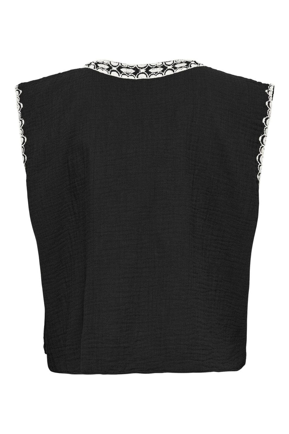 Only - Onlthyra Life Sl Emb Vest - 4754357 Black W Cloud Dancer Emb