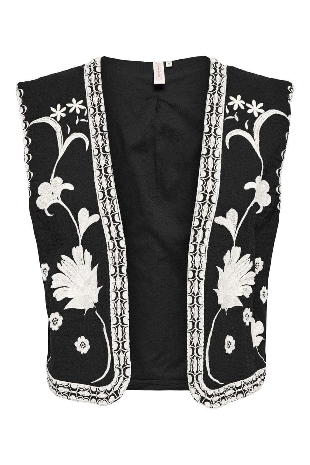 Only - Onlthyra Life Sl Emb Vest - 4754357 Black W Cloud Dancer Emb