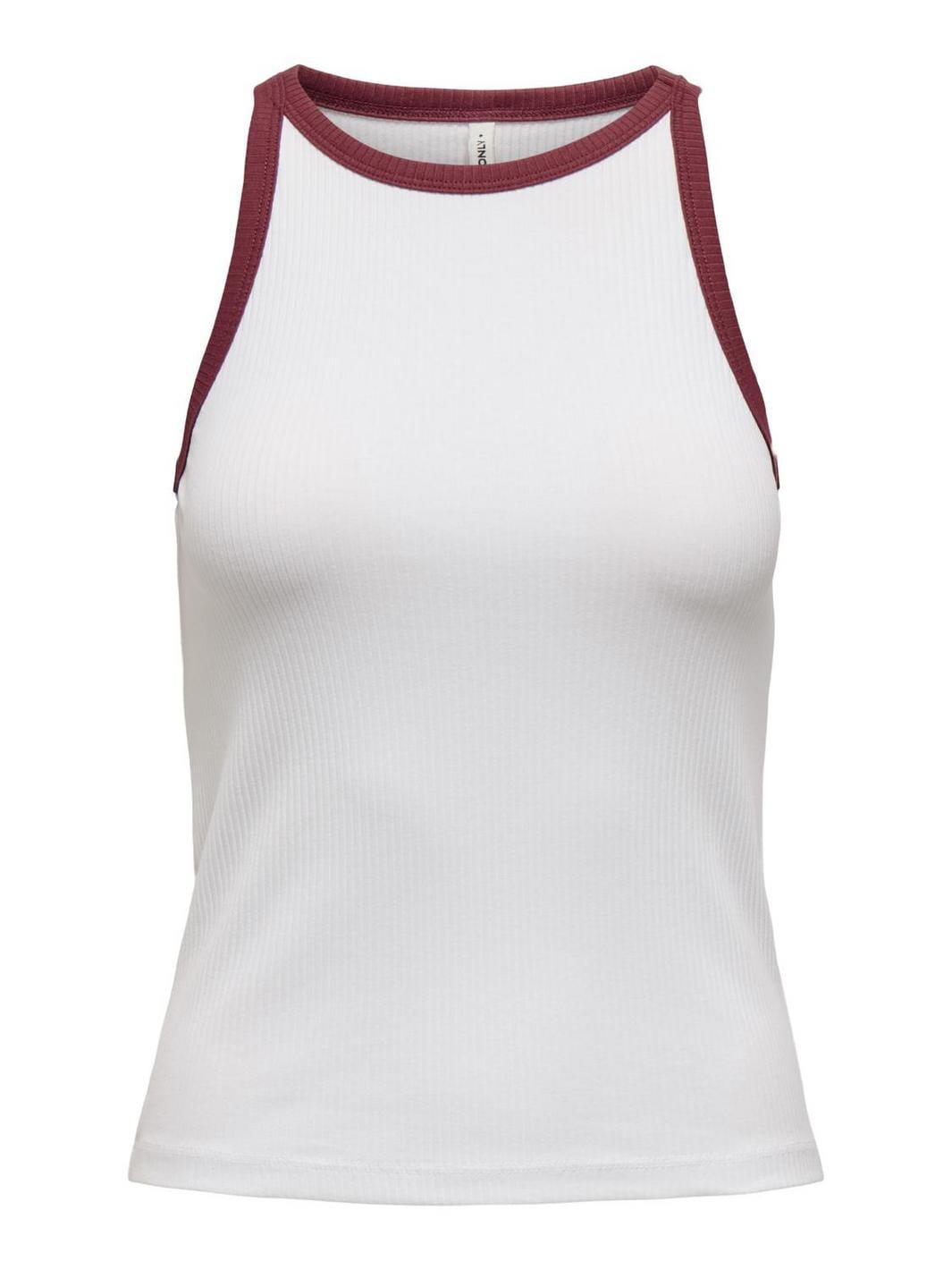 Only - Onlvela Life S/L Top - 4787535 Bright White Ruby Wine Binding