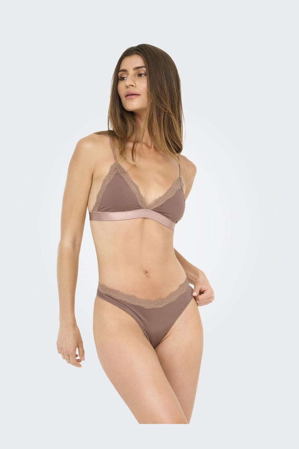 Only - Onlvicky Lace Thong 2-Pack Acc - 4822906 Cognac 2Xpack