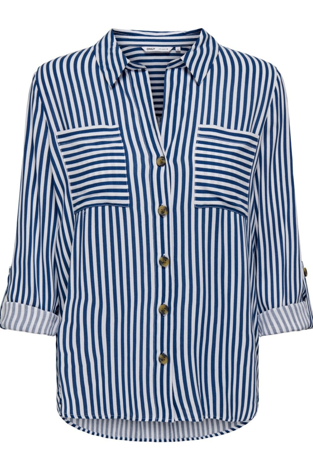 Only - Onlyasmin Shirt L/S - 4117155 Peacoat WHITE Skjorter