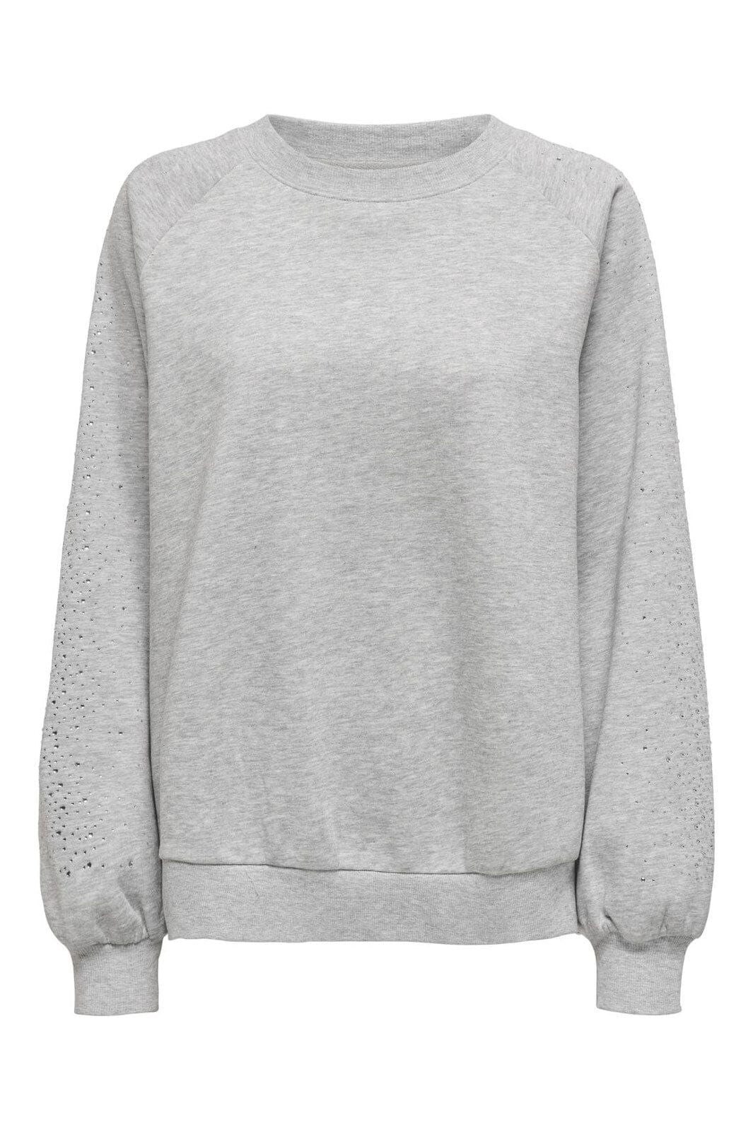 Only - Onlzenna L/S Oversize Stone Swt - 4728633 Light Grey Melange Silver Rhinestones