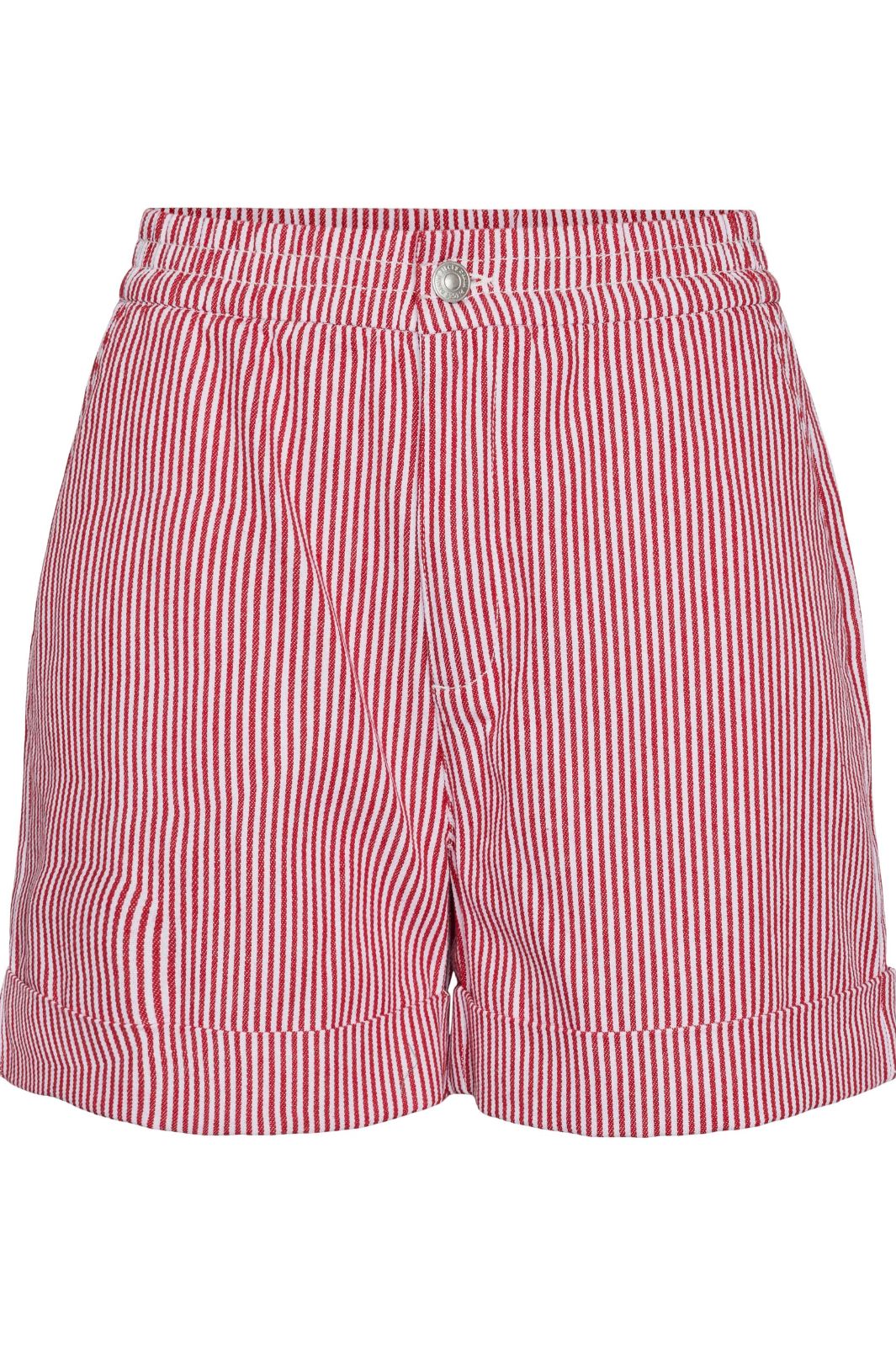 Pieces - Pcallo Fold Up Shorts - 4464990 Salsa Cloud Dancer Stripes Shorts