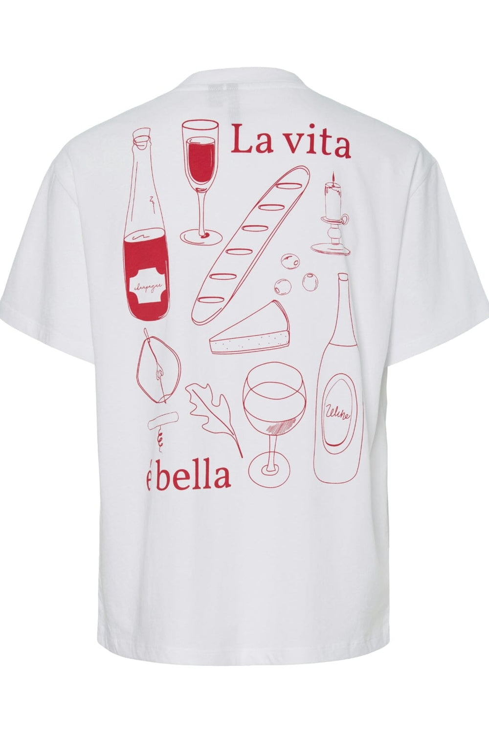 Pieces - Pcalma Ss O-Neck Loose Tee Box - 4767945 Bright White Red La Vita T-shirts