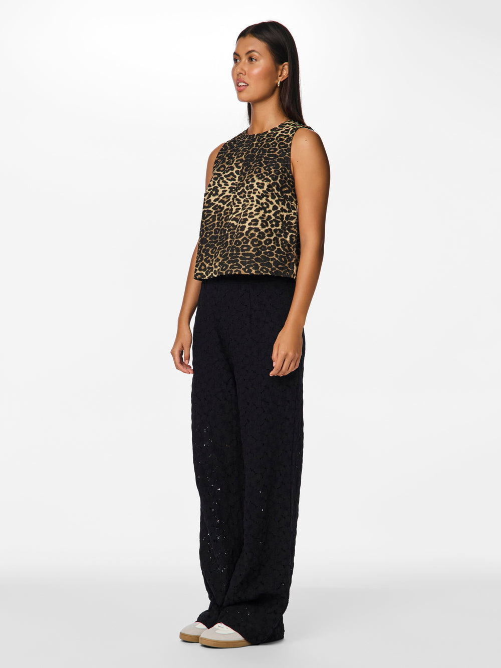 Pieces - Pcasta Sl Denim Top - 4763689 Black Leo Denim Toppe