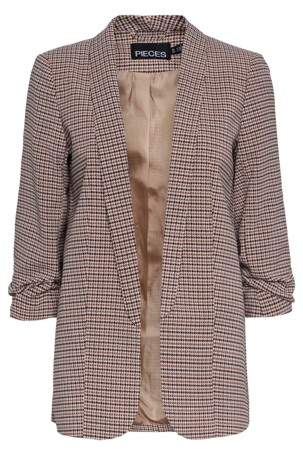 Pieces - Pcbosella 3/4 Printed Blazer - 4385132 Silver Mink Houndstooth Blazere
