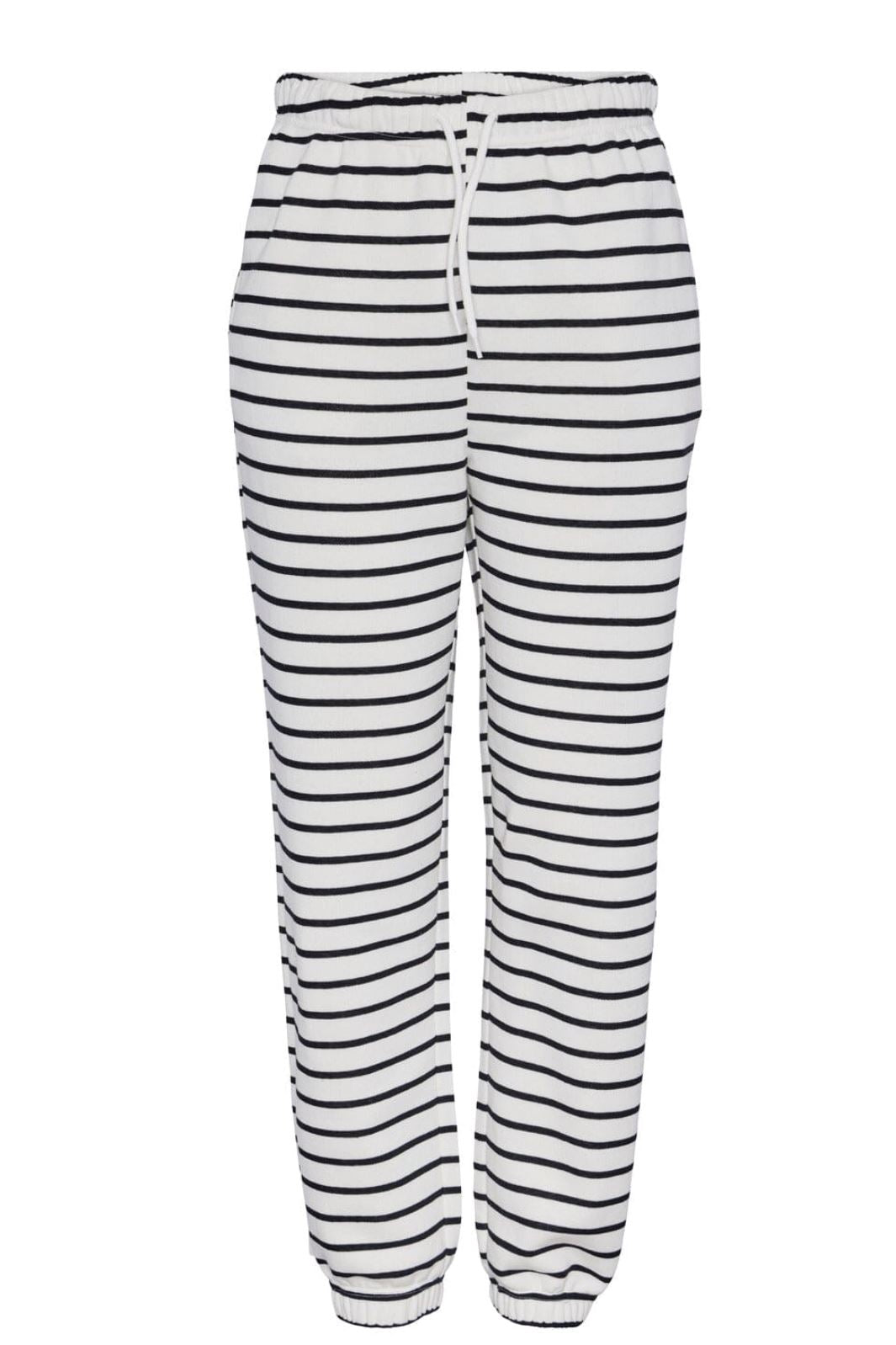 Pieces - Pcchilli Sweat Pants Stripes - 4410010 Cloud Dancer Black Bukser