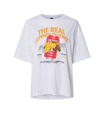 Pieces - Pcclaude Ss Printed T-Shirt - 4823567 Bright White Summer Essens T-shirts
