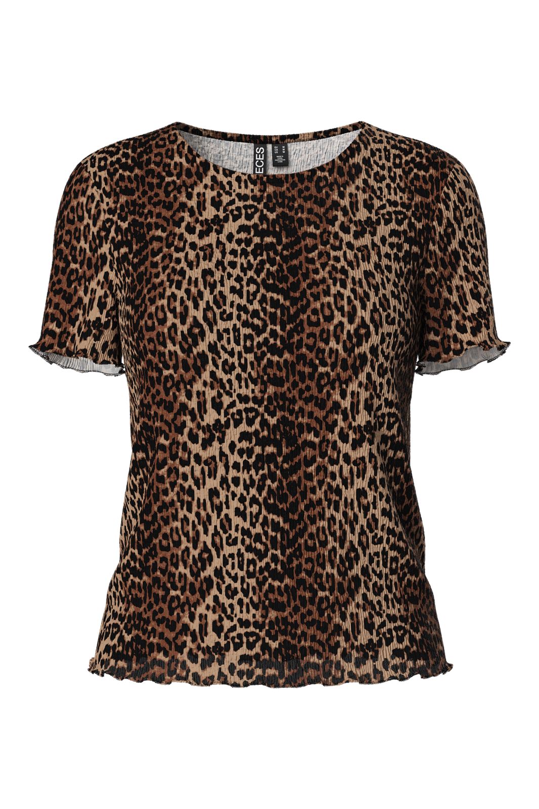 Pieces - Pcflora Ss O-Neck Top - 4699176 Black Leo